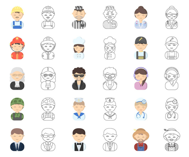 People of different professions cartoon,outline icons in set collection for design. Worker and specialist vector symbol stock web illustration. - Vector, Image