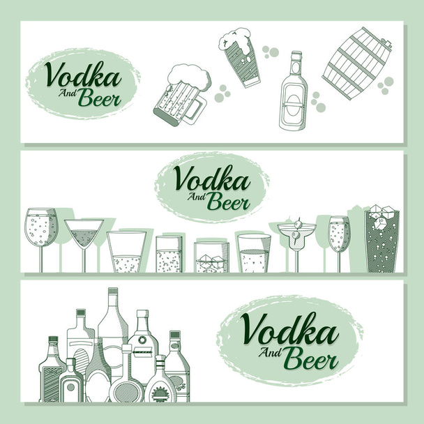 Vodka and beer concept - Vector, Image