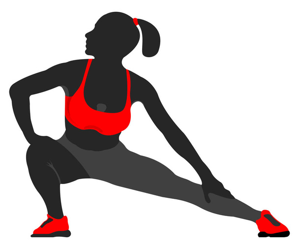 Nainen Fit Pose Logo ja kuvake. Sport Silhouette etiketti Web taustalla. Yksinkertainen vektorikuvaus
 - Vektori, kuva