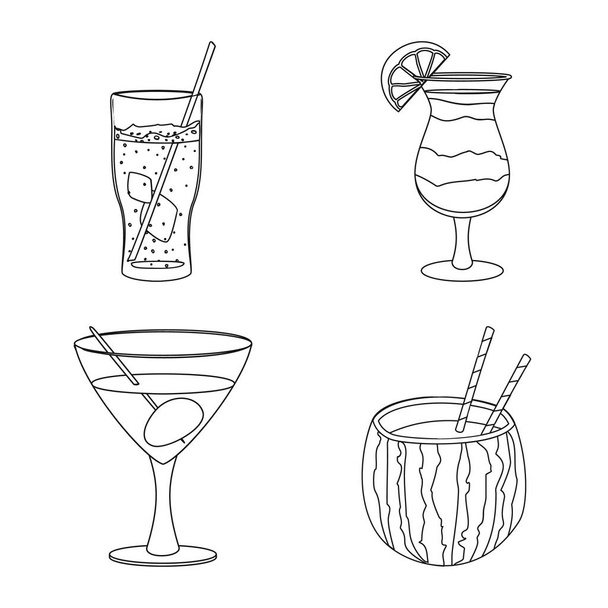 Isolated object of drink and bar symbol. Collection of drink and party vector icon for stock. - Vector, Imagen