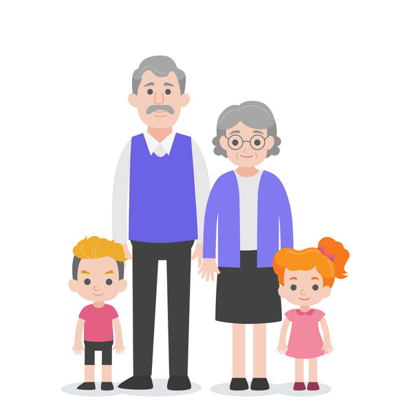 Set of People Character Family concept,grandchild, nephew, niece grand mother, grand father, cartoon character flat design vector on white background. - Vector, Image