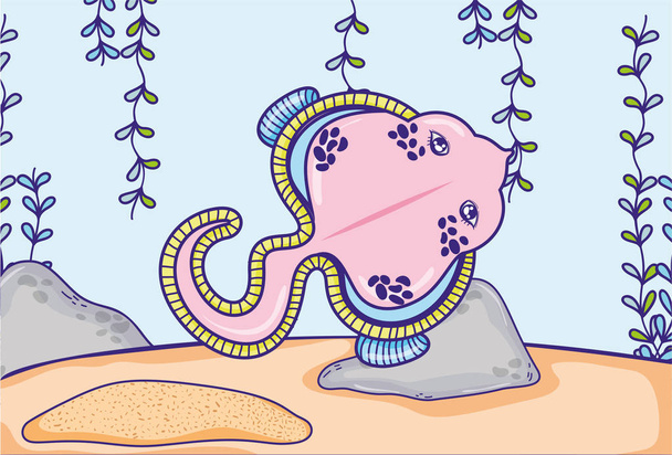 животное ската с водорослями висящими
 - Вектор,изображение