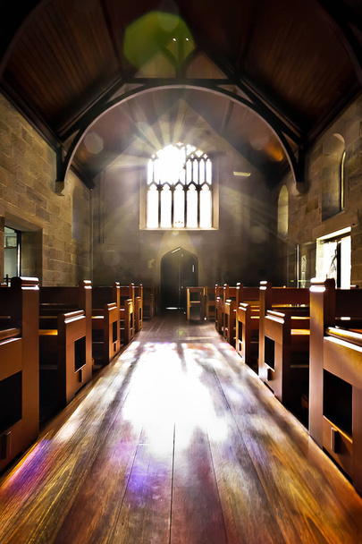 Darkroom like a castle or church illuminated  - Foto, afbeelding