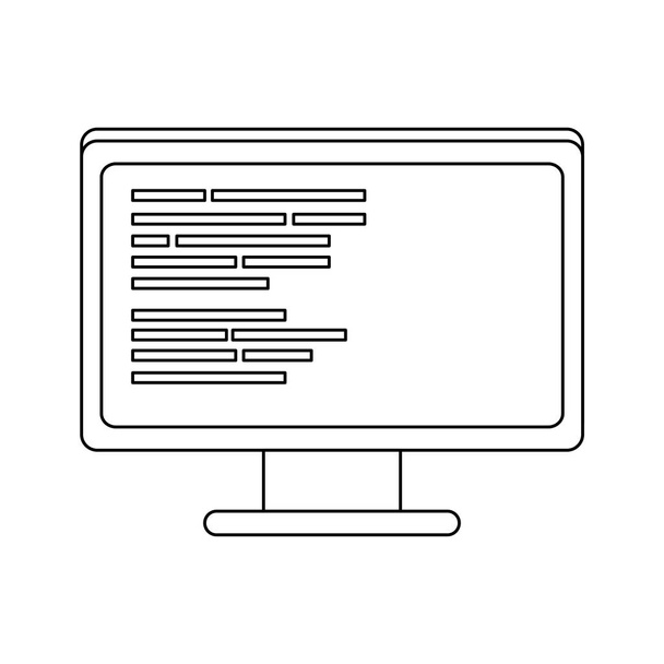 outline computer technology with data code program - Vector, Image