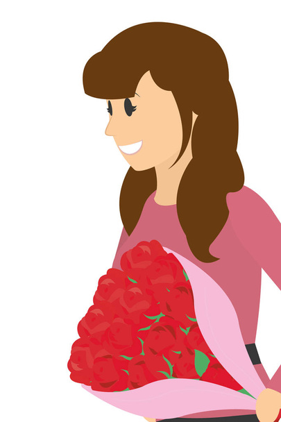 Молода жінка з квітами
 - Вектор, зображення