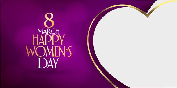 8 Mart. Mutlu Dünya Kadınlar günü kutlama. Billboard, afiş, sosyal medya, tebrik kartı şablonu. (Türkçe: 8 Mart Dünya Kadınlar Gununuz Kutlu Olsun.) - Vektör, Görsel