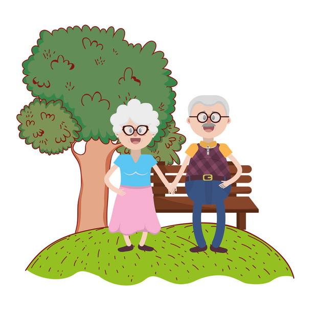pareja de ancianos dibujos animados
 - Vector, imagen