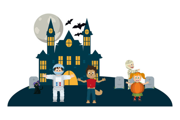 Halloween en kinderen - Vector, afbeelding