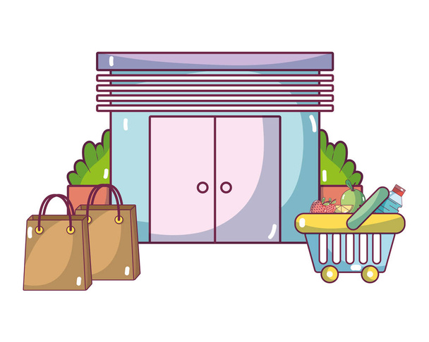 supermercado produtos de mercearia desenhos animados
 - Vetor, Imagem
