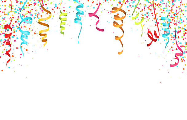 Gekleurde confetti en guirlandes achtergrond - Vector, afbeelding