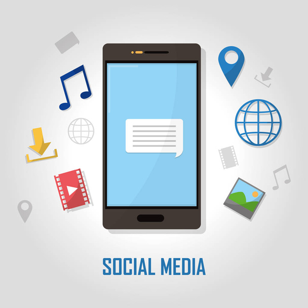 Smartphone and social media - Wektor, obraz