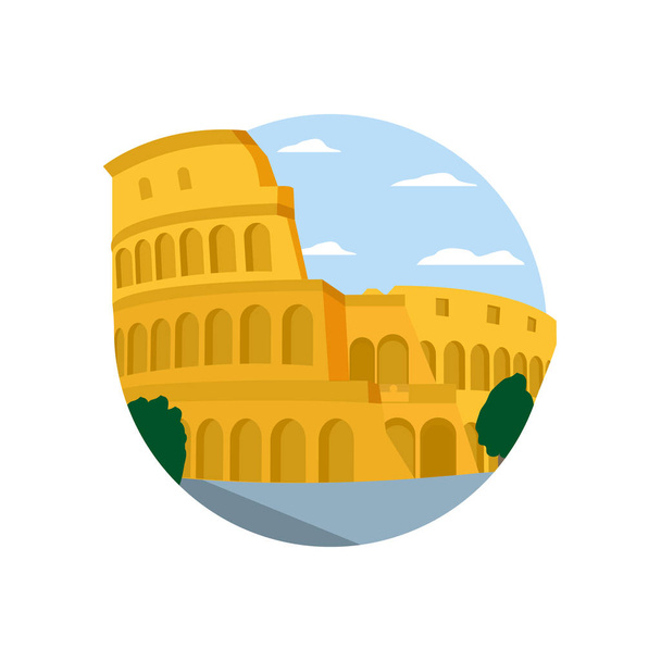 středověké Koloseum Řím s pěkné stromy - Vektor, obrázek