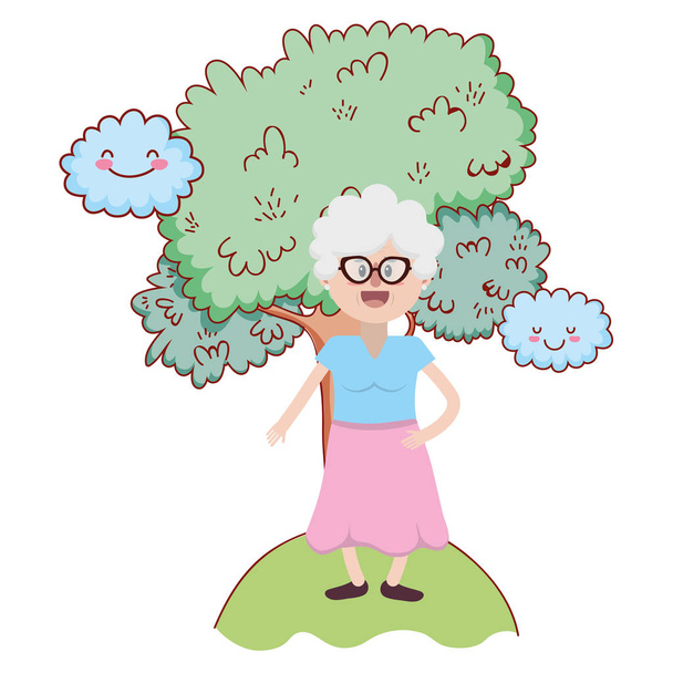 oudere vrouw cartoon - Vector, afbeelding