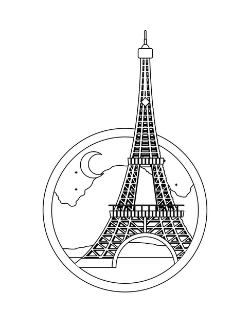 Eiffel sıra paris gece moon ile kule - Vektör, Görsel