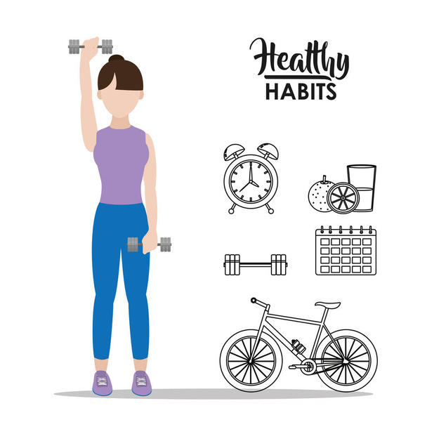 Healthy habits woman - Vector, Image
