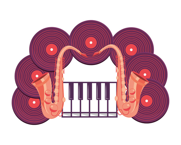 keyboard with saxophone - Вектор,изображение