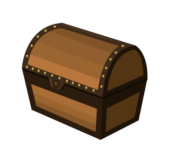 closed wooden chest box treasure - Vector, Image