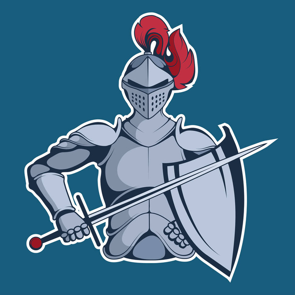 Knight Mascot Graphic, knight warrior in armor and with a sword in his hand, suitable as logo for team mascot, vector graphic to design - Vecteur, image