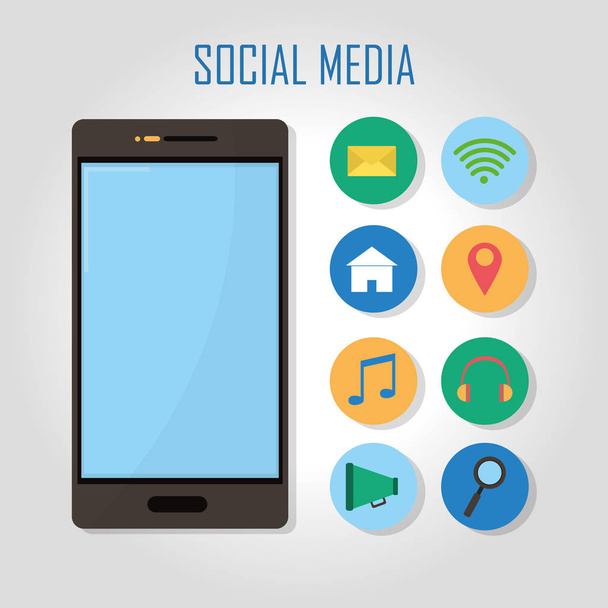 Smartphone and social media - Vector, Image