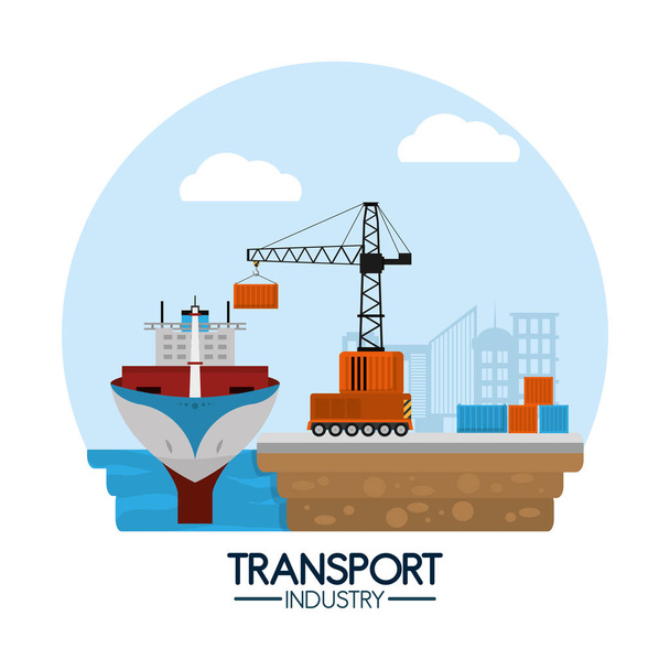 Βιομηχανία θαλάσσιων μεταφορών - Διάνυσμα, εικόνα