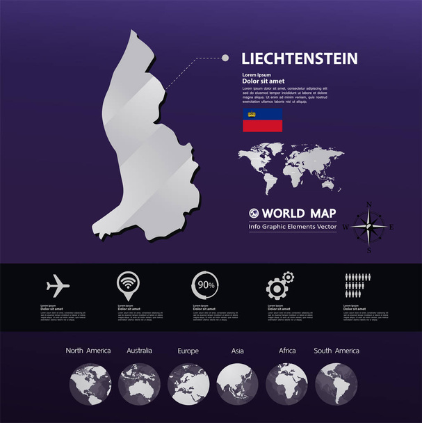 Liechtenstein harita vektör çizim. - Vektör, Görsel