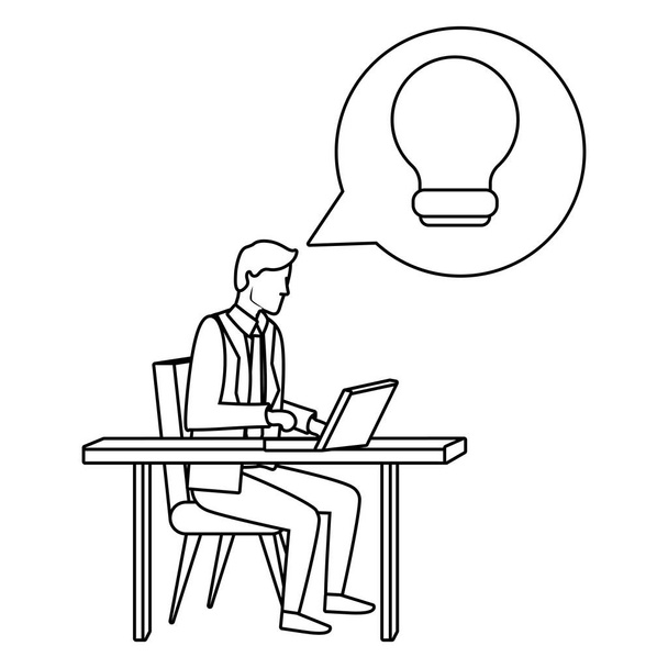 Executive businessman avatar in black and white - Vector, Image