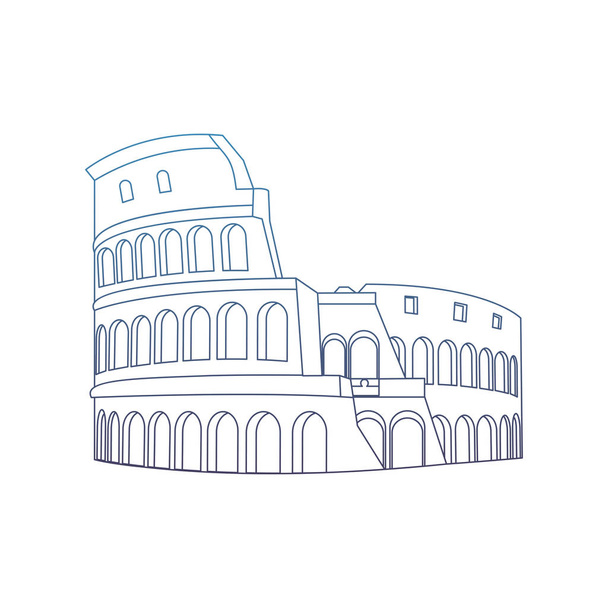 υποβαθμισμένων γραμμή μεσαιωνικό Κολοσσαίο: Ρώμη αρχιτεκτονική σχεδίαση - Διάνυσμα, εικόνα