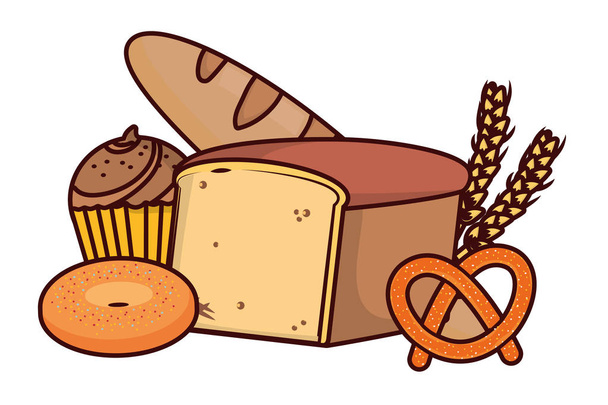 panadería comida de dibujos animados
 - Vector, imagen