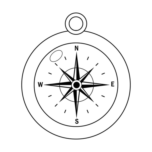 outline compass object exploration and navigation destination - Vector, Image