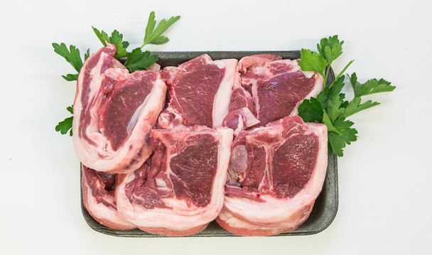 Mutton lamb meat cut pieces from half a lamb chop loin - Фото, зображення