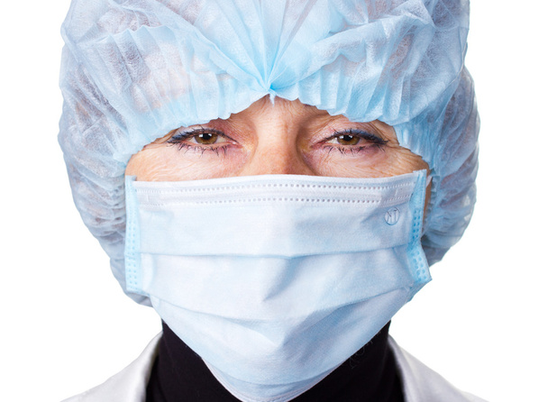 Chirurgin auf weißem Hintergrund - Foto, Bild