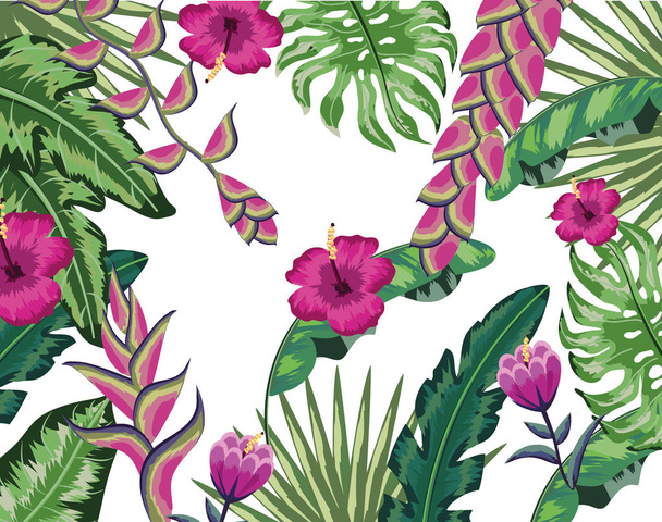 Tropical flowers background - Vector, Image