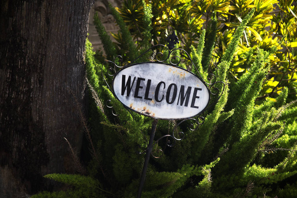 Green Garden Welcome Sign in Brownsville, Texas - Photo, Image
