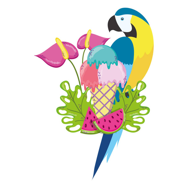 tropische vogels papegaai cartoon - Vector, afbeelding