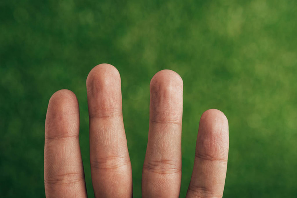 vista cortada de dedos humanos em verde
 - Foto, Imagem