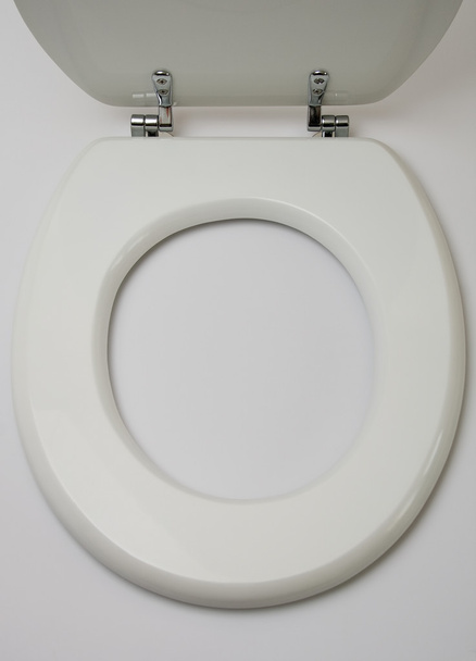 siège de toilette en bois ouvert sur blanc
 - Photo, image