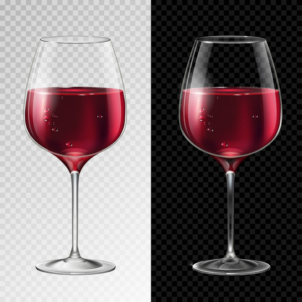 Realistic vector illustration of champagne or wine glass isolated on transperent background - Vector, Image