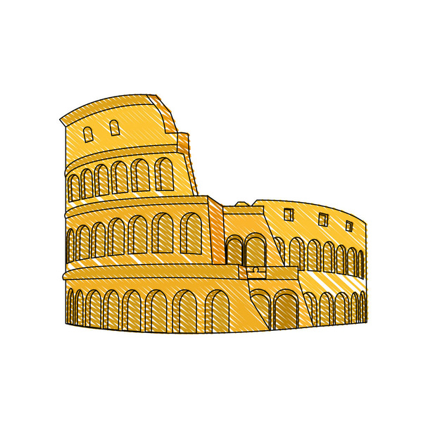 doodle medieval coliseum rome architecture design - Vector, Image