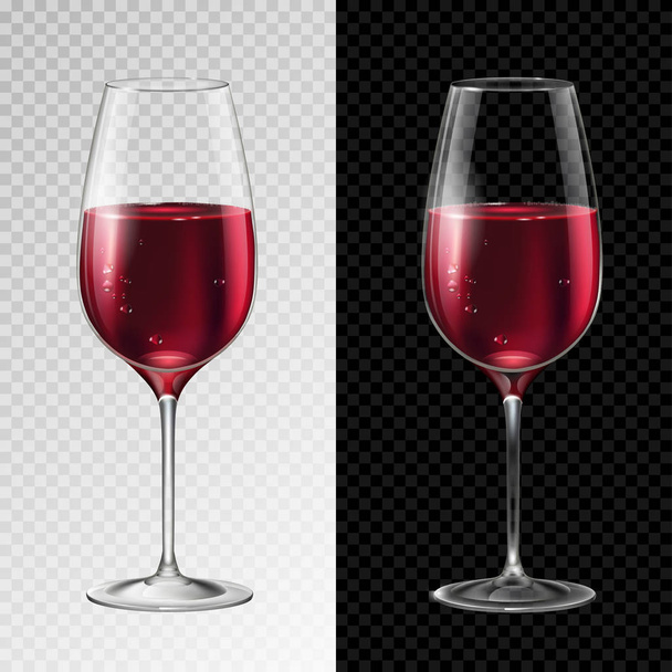 Realistic vector illustration of champagne or wine glass isolated on transperent background - Vector, Image