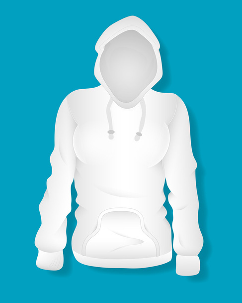 Plantilla de ilustración de vectores de diseño femenino blanco con capucha
 - Vector, imagen