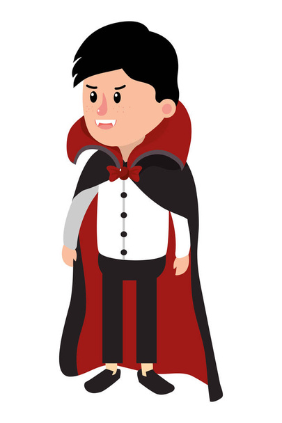 Мальчик Дракула Кампир костюм в Хэллоуин
 - Вектор,изображение