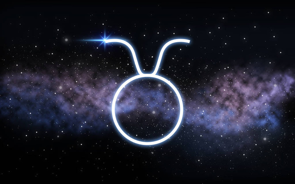taurus zodiac sign over night sky and galaxy - Фото, зображення