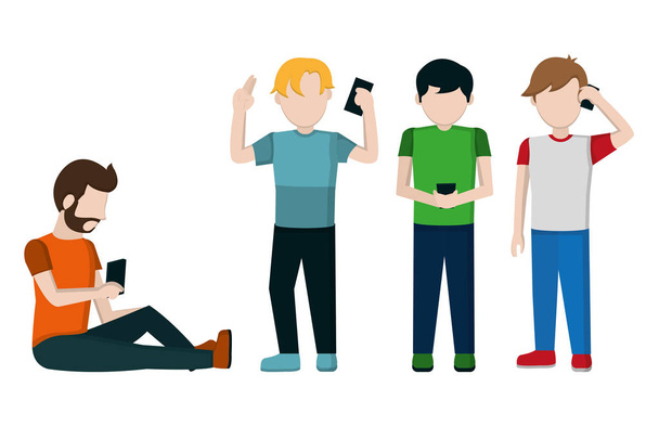 Personas y teléfonos inteligentes
 - Vector, imagen