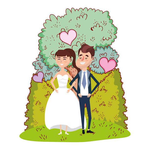 bruiloft portret cartoon - Vector, afbeelding