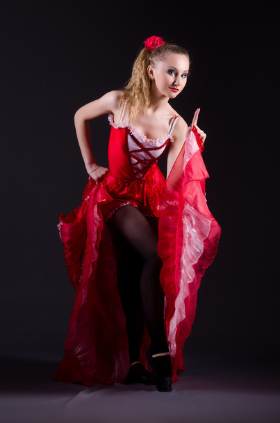 Girl in red dress dancing dance - Foto, immagini