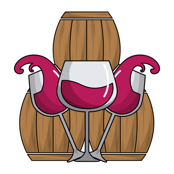 Şarap bardak ve varil tasarım - Vektör, Görsel
