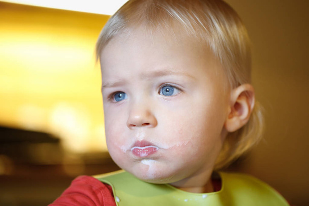 Toddler dirty from eating independently - Photo, Image