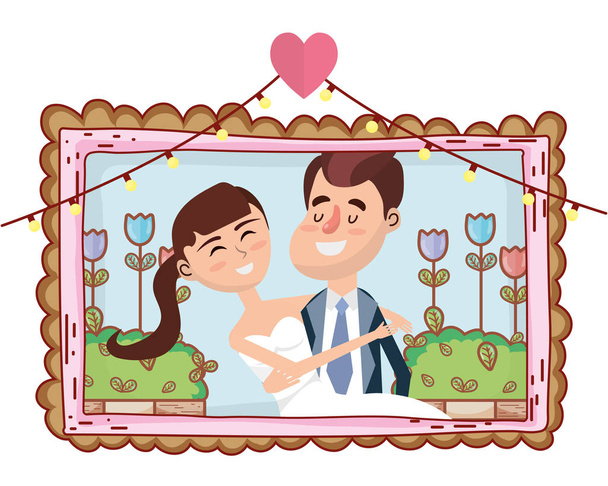 wedding portrait cartoon - Vector, Image