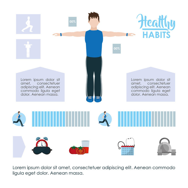 Hábitos saudáveis infográfico
 - Vetor, Imagem