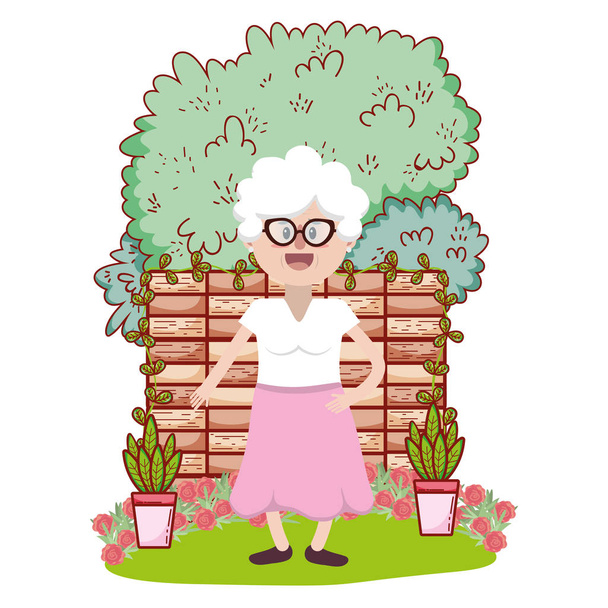 elderly woman cartoon - Vector, Image